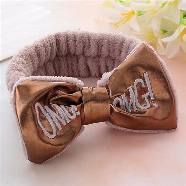

Новые повязки на голову OMG с буквами для женщин, банты для волос, повязка на голову для макияжа, повязки для лица, аксессуары для девочек, коралловый флисовый тюрбан, повязка на голову