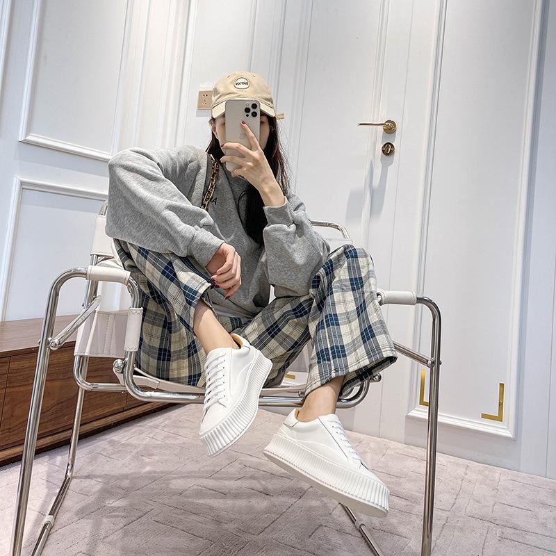 Shoes Breathable Soft Bottom Flat Bottom Casual Women's Shoes Heightened Thick Sole Sports Wind Board Shoes White Shoes Women