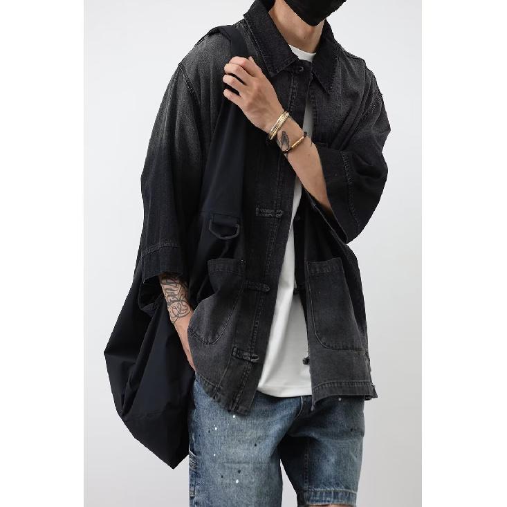 Summer New Chinese Style Vintage Denim Jacket For Men And Women, Loose Retro Button Washed Denim Top