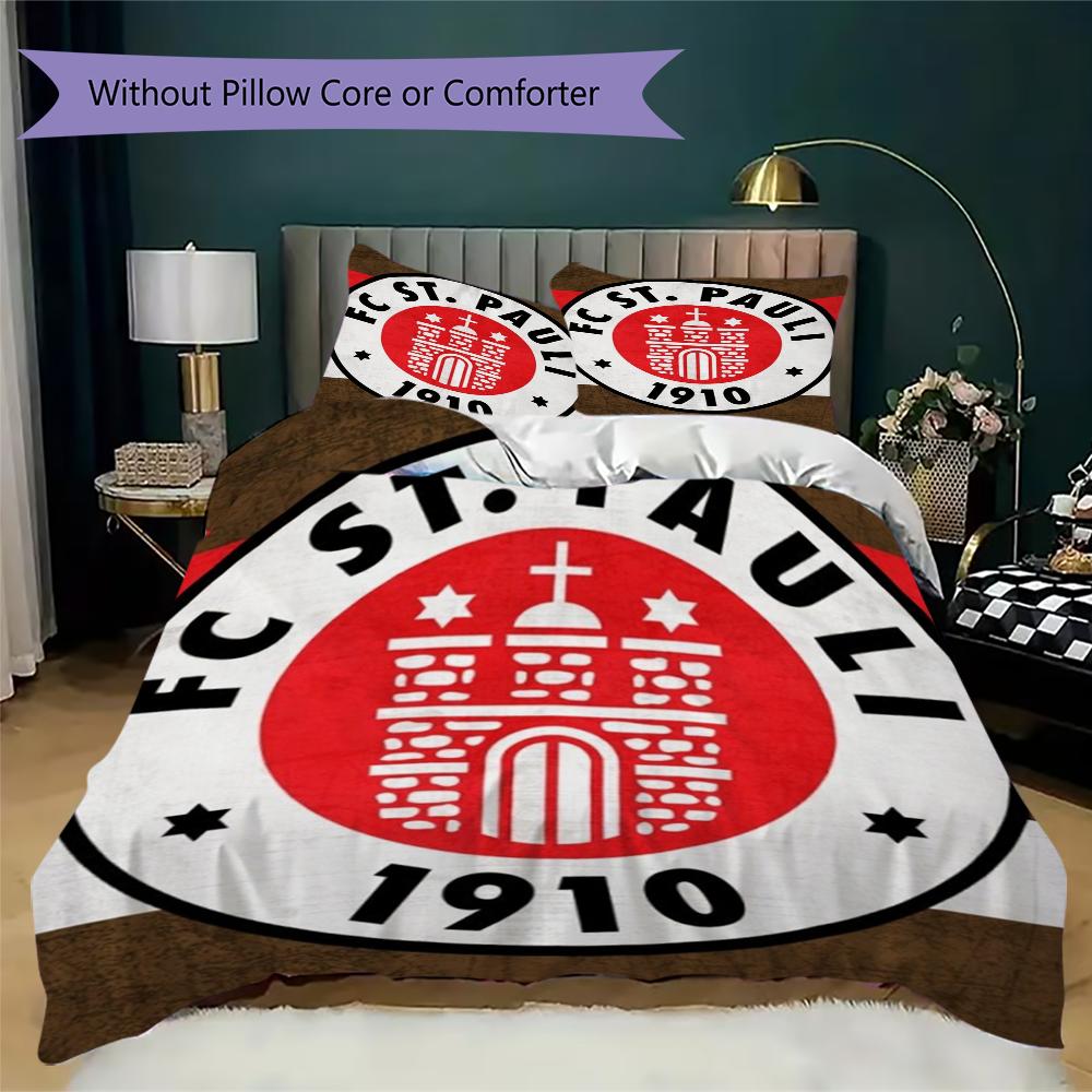 S t. Juego de Ropa de Cama Pauli FC Pattern uilt Set uilt Cover Funda de Almohada Decoración del Hogar Regalo de Cumpleaños (1 * funda de edredón + 2 * fundas de almohada sin relleno)