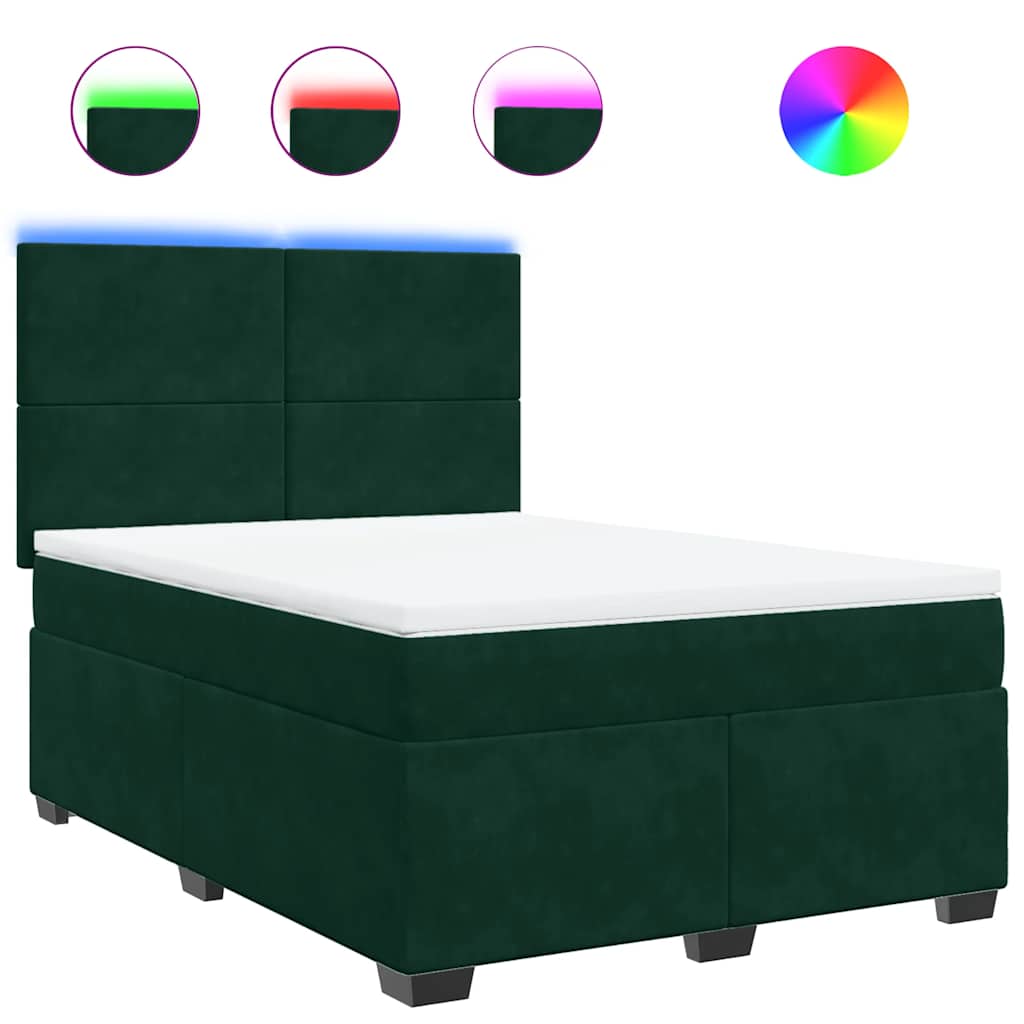 Box Spring Bed with Mattress Dark Green 160 x 200 cm Velvet