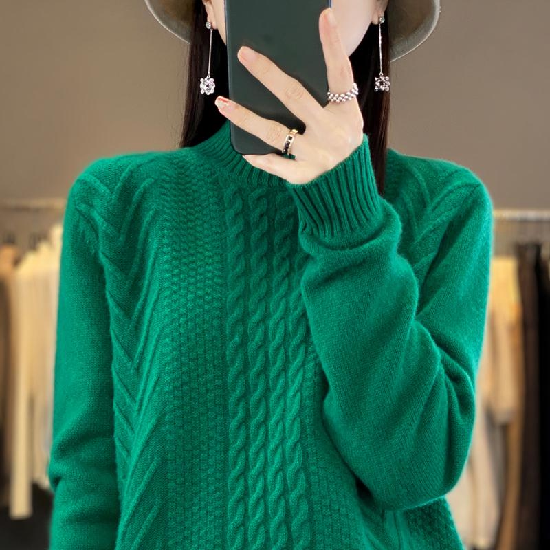 Damen Kaschmirpullover Qinghe Kaschmir 30% Kaschmir 70% Wolle warm und modisch Allrounder Herbst und Winter