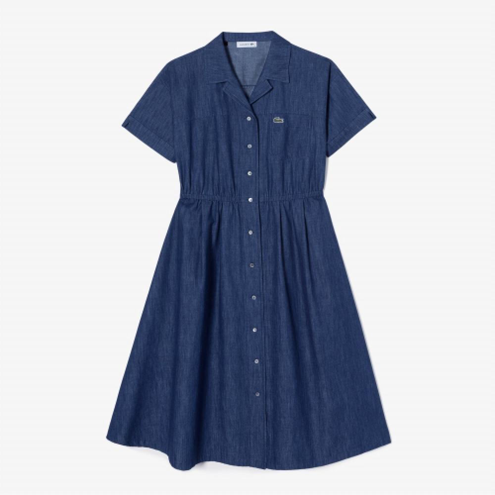 

LACOSTE Женское джинсовое платье-рубашка с коротким рукавом [Темно-синий]