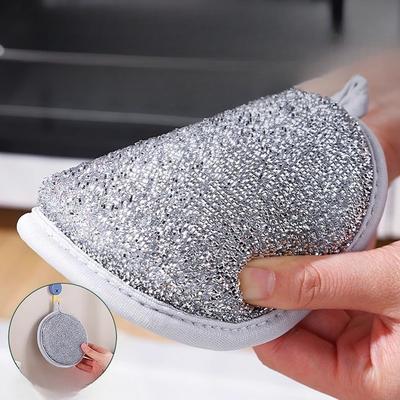 Double-sided Silver Thread Sponge Dishwashing Cloth Household Dishwashing Cloth Thickened Sponge Scouring Pad