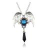 Gotische Fledermausflügel Halskette Vintage Viktorianisch Lila Edelstein Schlüsselanhänger Halloween Schmuck