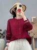 Women's Ethnic Embroidered Double-Layer Gauze Stand-Collar Long-Sleeve Shirt - Spring 2026 Collection