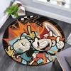 Cuphead & Mugman, Tappeto Rotondo, Tappeto per Soggiorno Camera da Letto Divano Sala Giochi Decorazione, Tappetino Antiscivolo