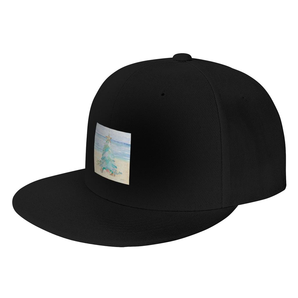 Fashion Coastal Seaglass Christmas Tree B Flat Brim Sun Hat Ready Stock For Fast Dispatch Unisex Hat