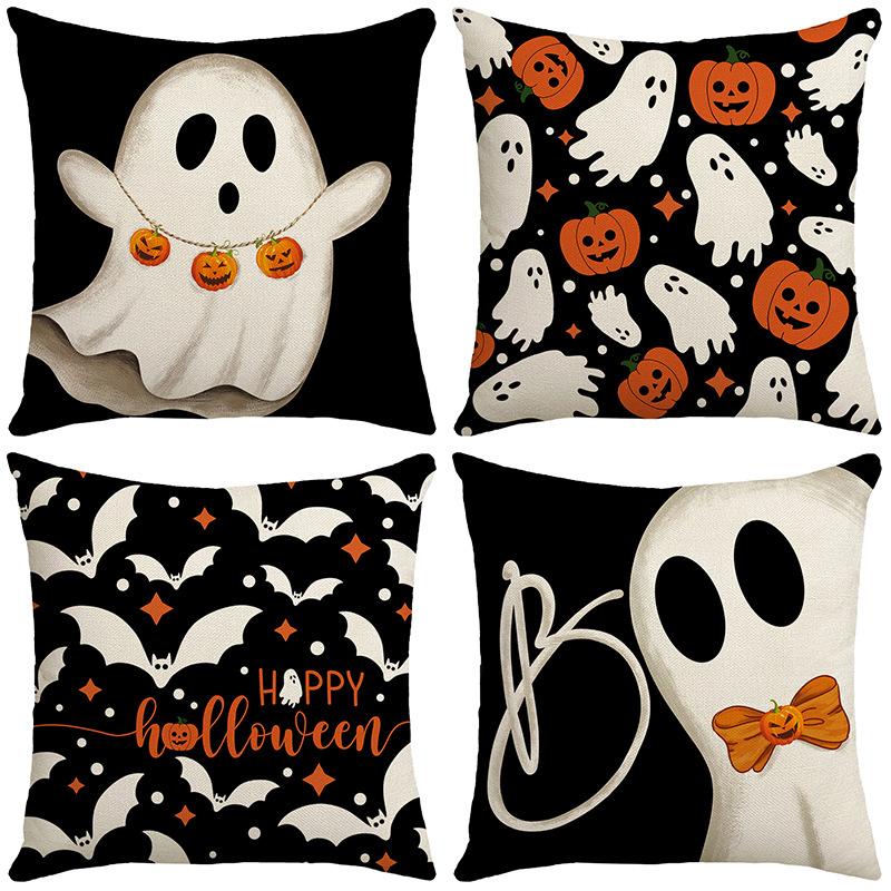 Halloween Pillow Covers 45x45cm Creative Pumpkin Ghost Print Couch Sofa Cushion Cover Home Decor Pillowcase 4pcs