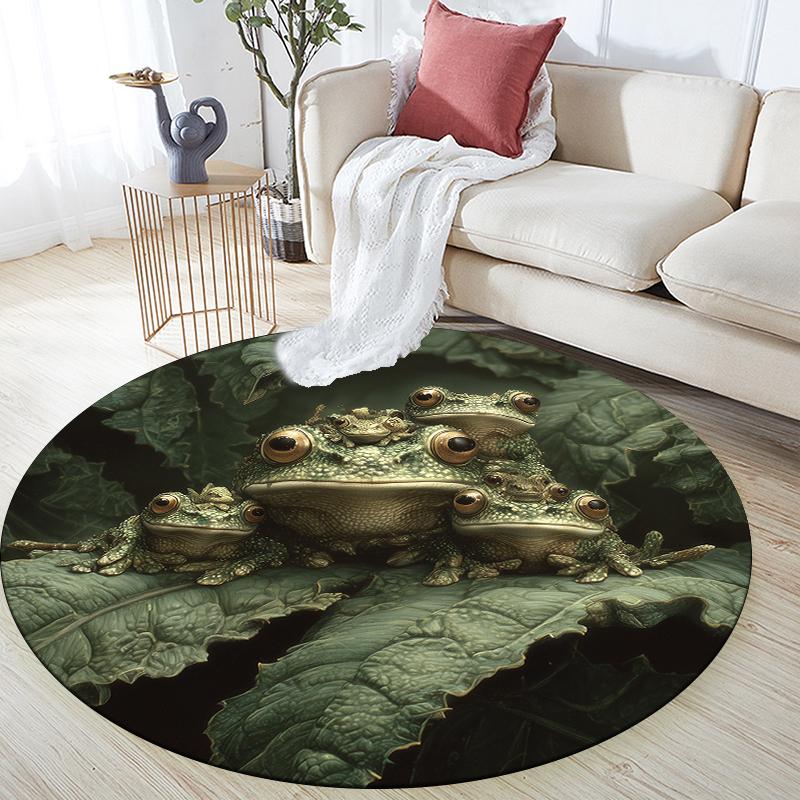 Frog pattern round rug,Carpet Rug for Living Room Bedroom Sofa Playroom Decor,Non-slip Floor Mat,Holiday Gifts and Birthday Gifts