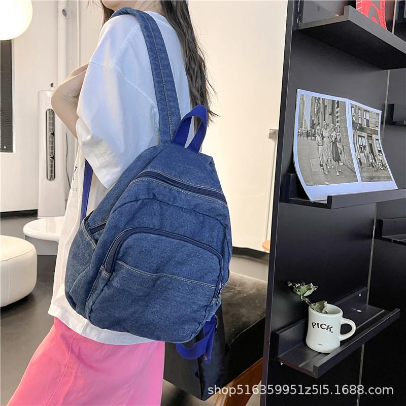 Zaino a tracolla piccolo retro in denim 1011 abbigliamento casual resistente all'usura versatile zaino in denim versione coreana zaino scolastico trendy per studenti