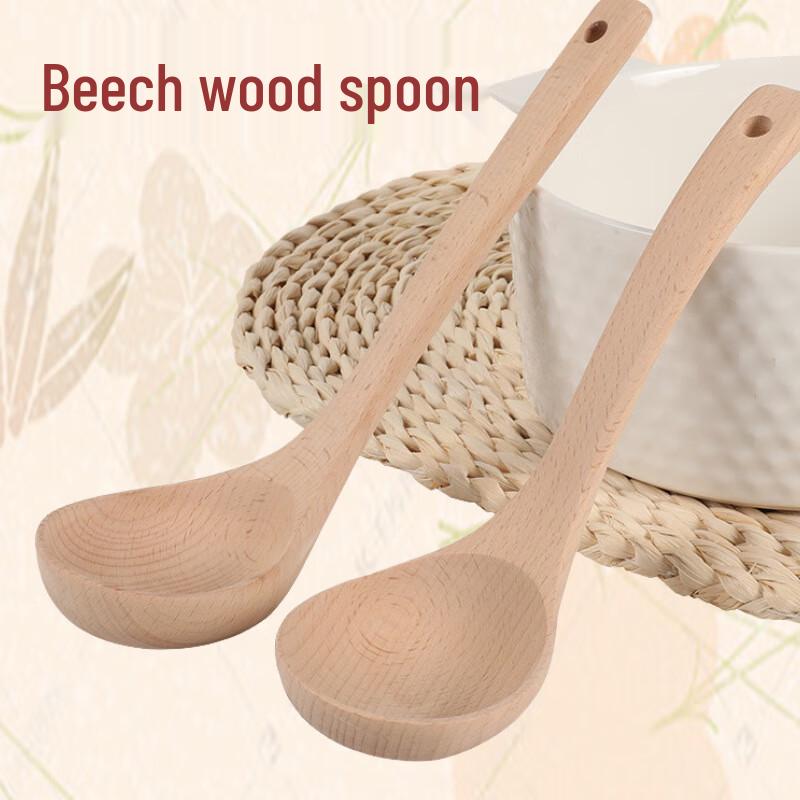 Diruian Beech Wood Large Curved Soup Spoon