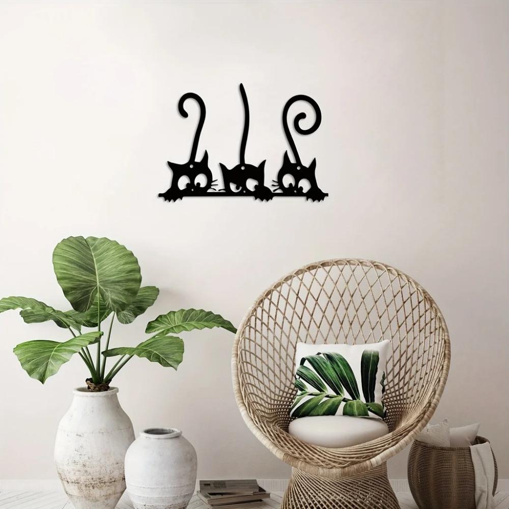 Katzen Wandkunst Metall Elegant Hängende Wandkunst für Wohnzimmer & Schlafzimmer, Stilvolle Accessoires zur Raumdekoration