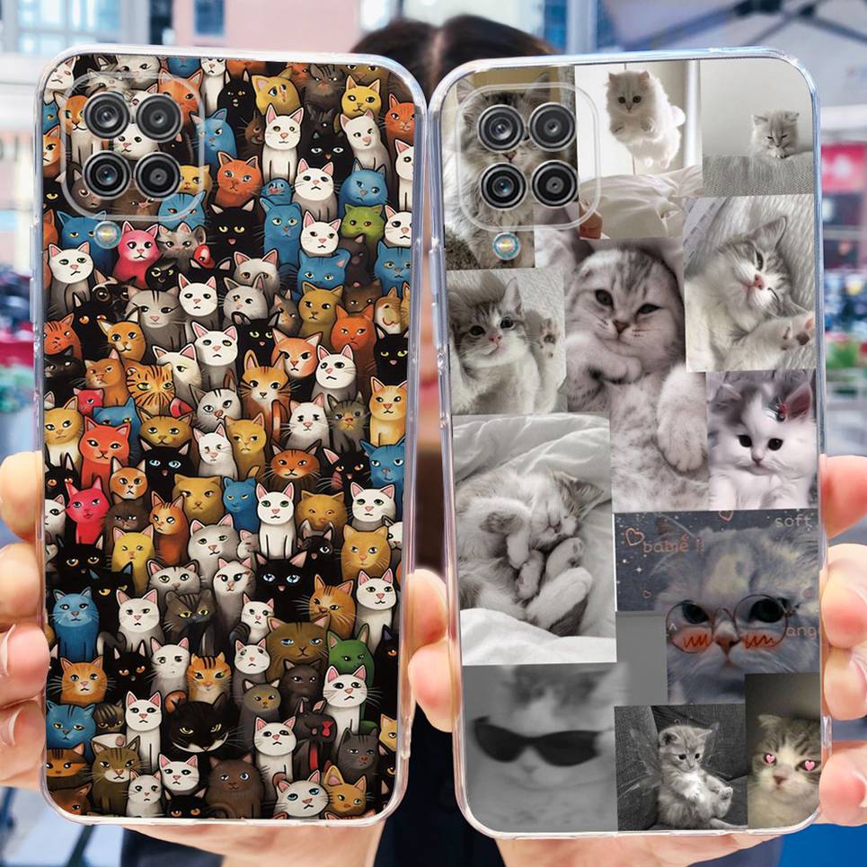 For Samsung Galaxy A12 M12 F12 Phone Case Romantic Cool Cartoon Bumper Samsung A22 A42 A82 Funda Soft Transparent Silicone Cover