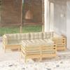Day and Night - Day and Night Garden Furniture 7 Pieces and Cushions Solid Cream Pine Wood