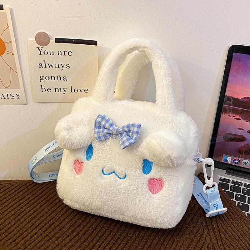 Anime Sanrio Kuromi Handbag My Melody Cinnamoroll Plush Cosmetic Bag KT Cat Travel Storage Bag Women Birthday Christmas Gifts