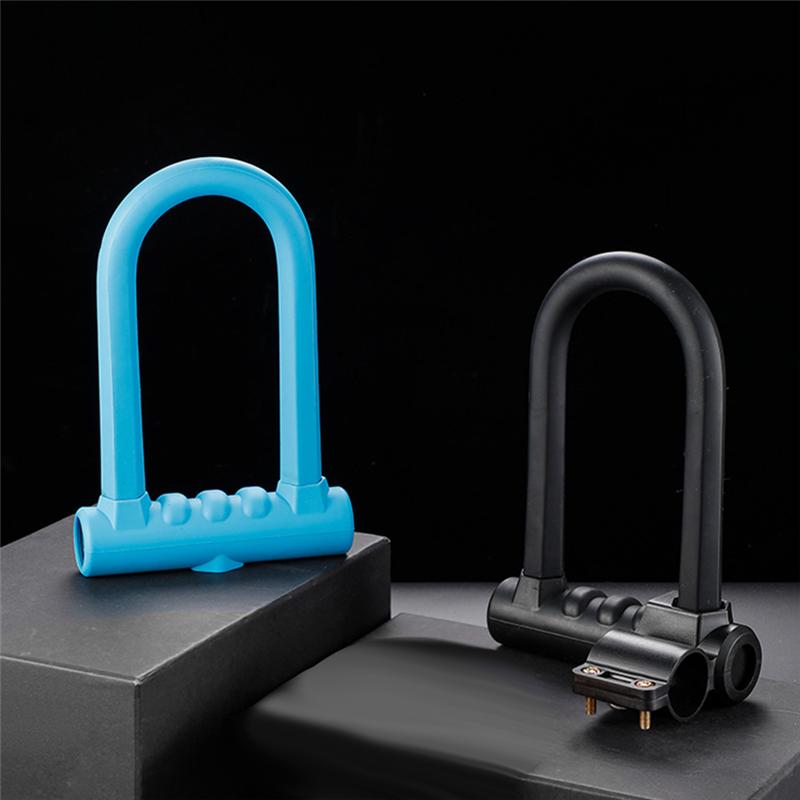 1 PCS Bike Lock Anti-Theft Mountain Bike Road Bike Silicone U-Lock Motorcycle Helmet Bicycle Electric Scooter Alloy Steel Black