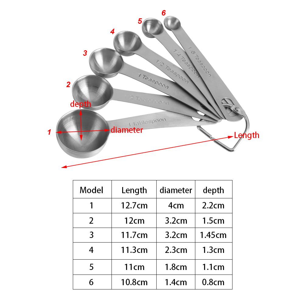 

Stainless Steel Measuring Spoons Set of 6 For Dry And Liquid Ingredients