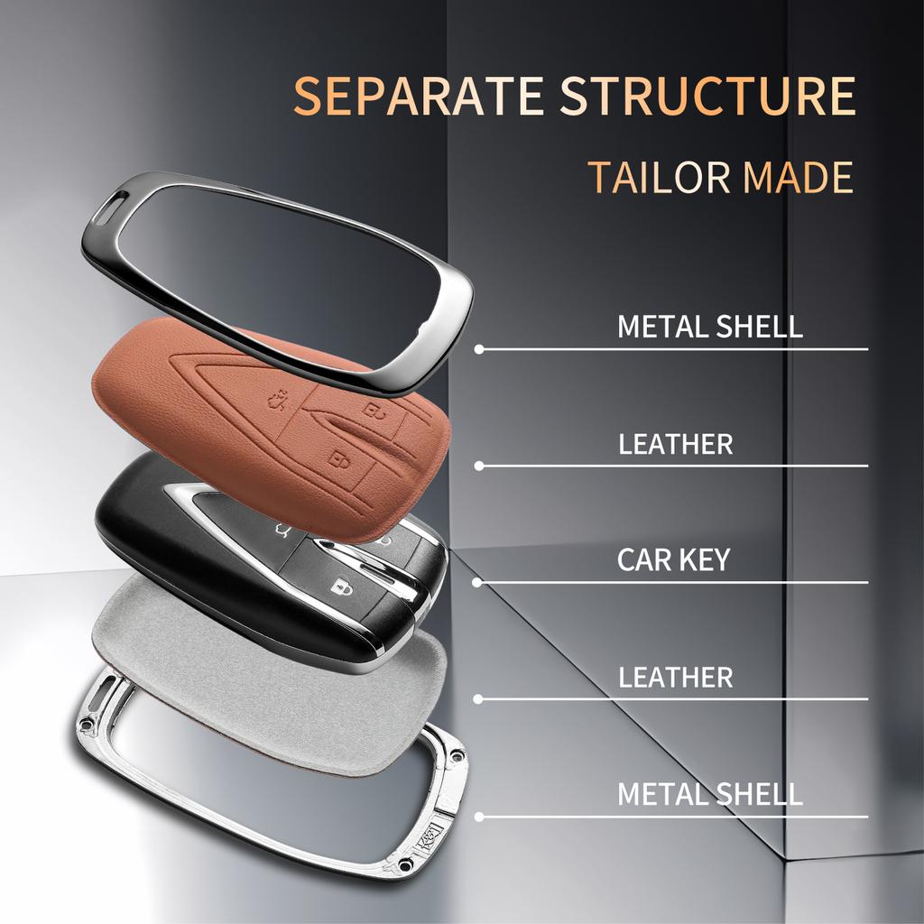 For Changan DEEPAL UNIT UNIK CS35PLUS CS55 PLUS CS75 PLUS Oshan X7 X5 Leather Metal Car Key Case Cover Fob Key Protection Shell