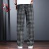 Men's Retro Washed Plaid Straight Loose Cargo Pants