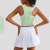 Women's Solid Longline Shockproof Fixed Cup Sports Bra One Piece Slim Fit Fitness Bra Racerback Cross Back Yoga Vest