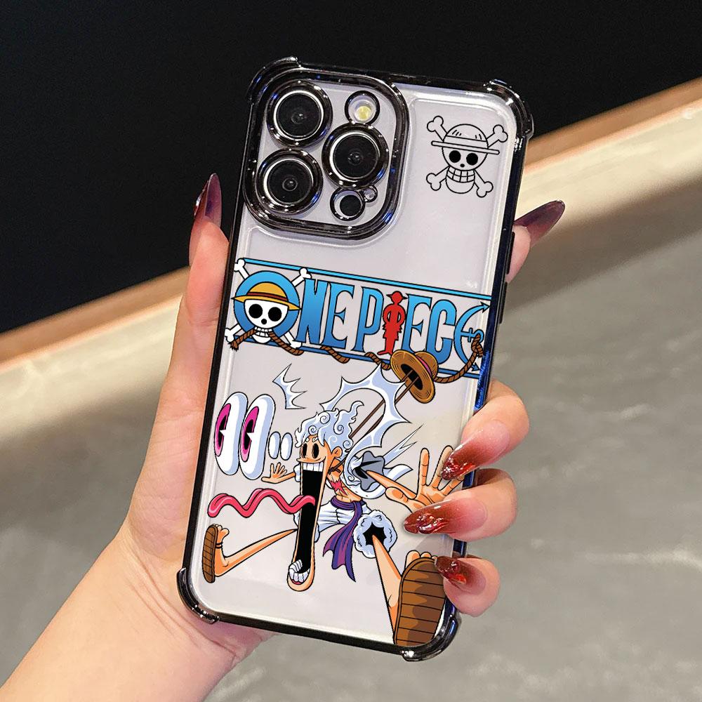Anime Cool LuffyS ZoroS Ones Pieces Plating Phone Case For iPhone 17 17e 16e 16 15 14 13 12 11 Pro Max Mini Air Plus Anti-Fall