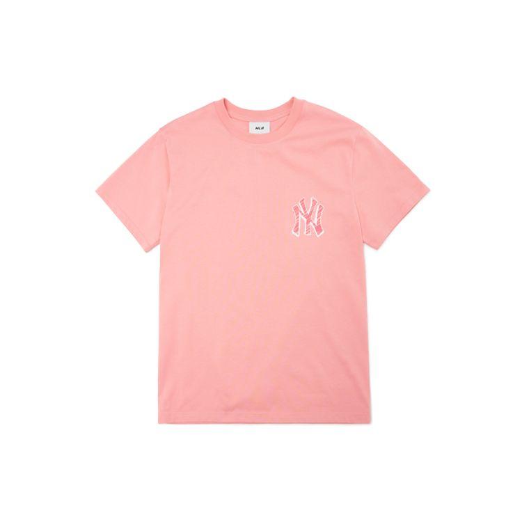 MLB Basic Logo New York Yankees American Vintage Letter Print Casual Crew Neck Short Sleeve T-Shirt Unisex T-Shirt Coral-Pink 3ATS03023-50COL