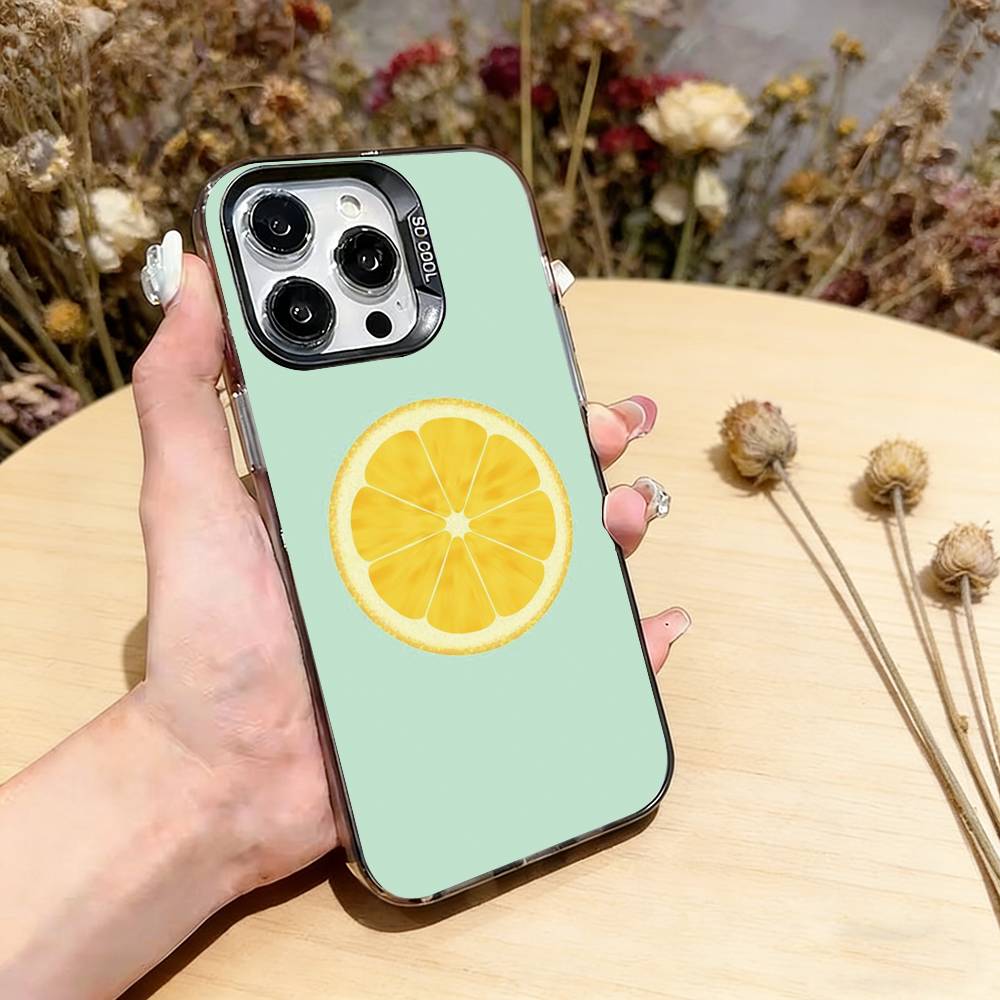 

Lemon Phone Case For iPhone 17,16,15,14,13,12,11 Plus,Pro Max,XS,Colored Silver Plated Inside Cover iPhone17Air