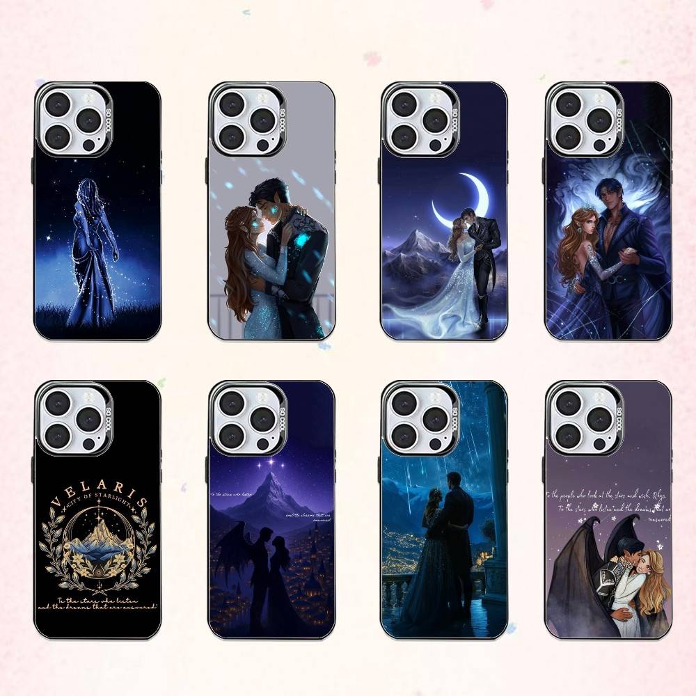 A-Acotar A Court Of Mist And Fury Phone Case For iPhone17,16,15,14,13,12,11 Plus,Pro Max Colored Silver Plated Inside Cover