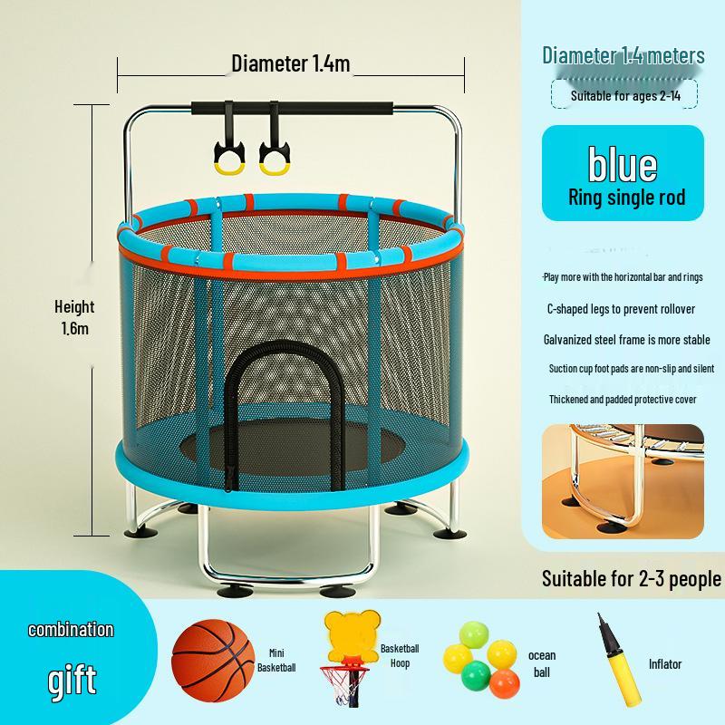 Indoor Family Trampoline with Safety Net for Kids and Adults