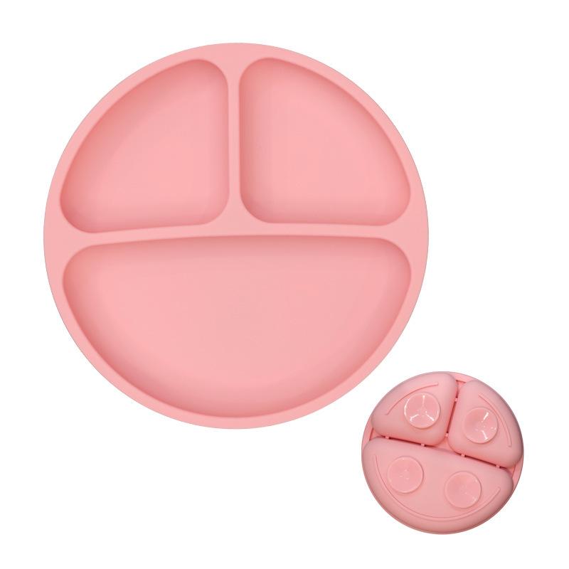 Smiley Face Baby Dining Plate: Silicone Suction Bowl with Lid & Divided Compartments
