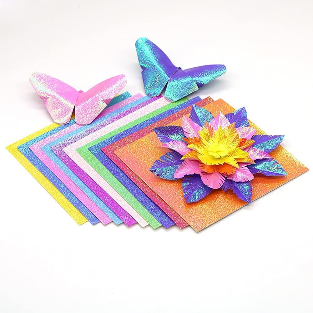 Koundeneko Sparkly Origami Approximately 10 Set of 200 Stylish Pearl Origami Colorful for Paper Thousand DIY Party Handmade Craft Paper, Colors,