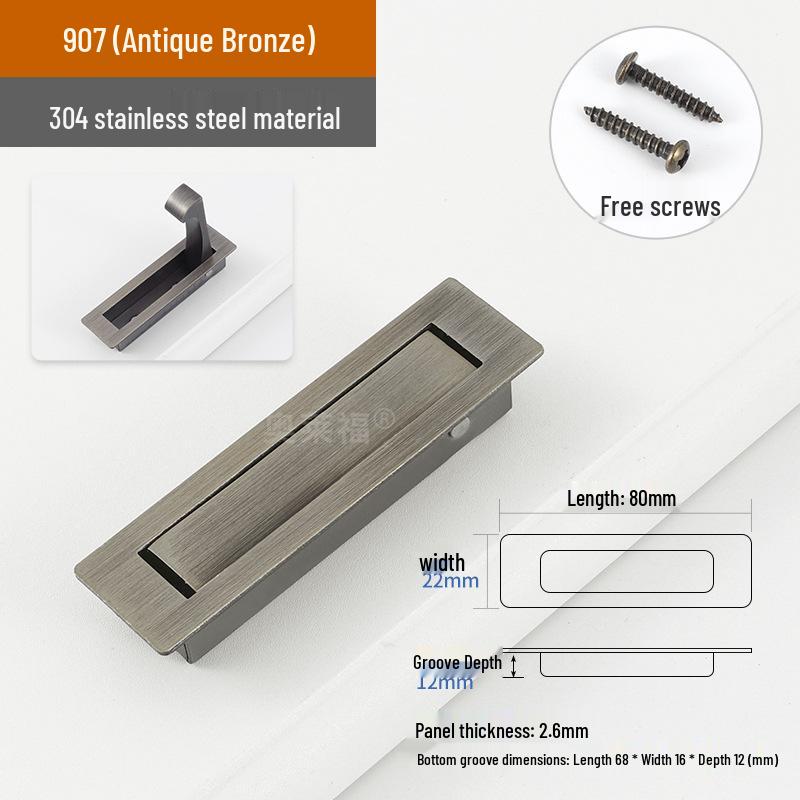 304 Stainless Steel Square Pull Ring Boat Latch for Deck or Cabin Hatch