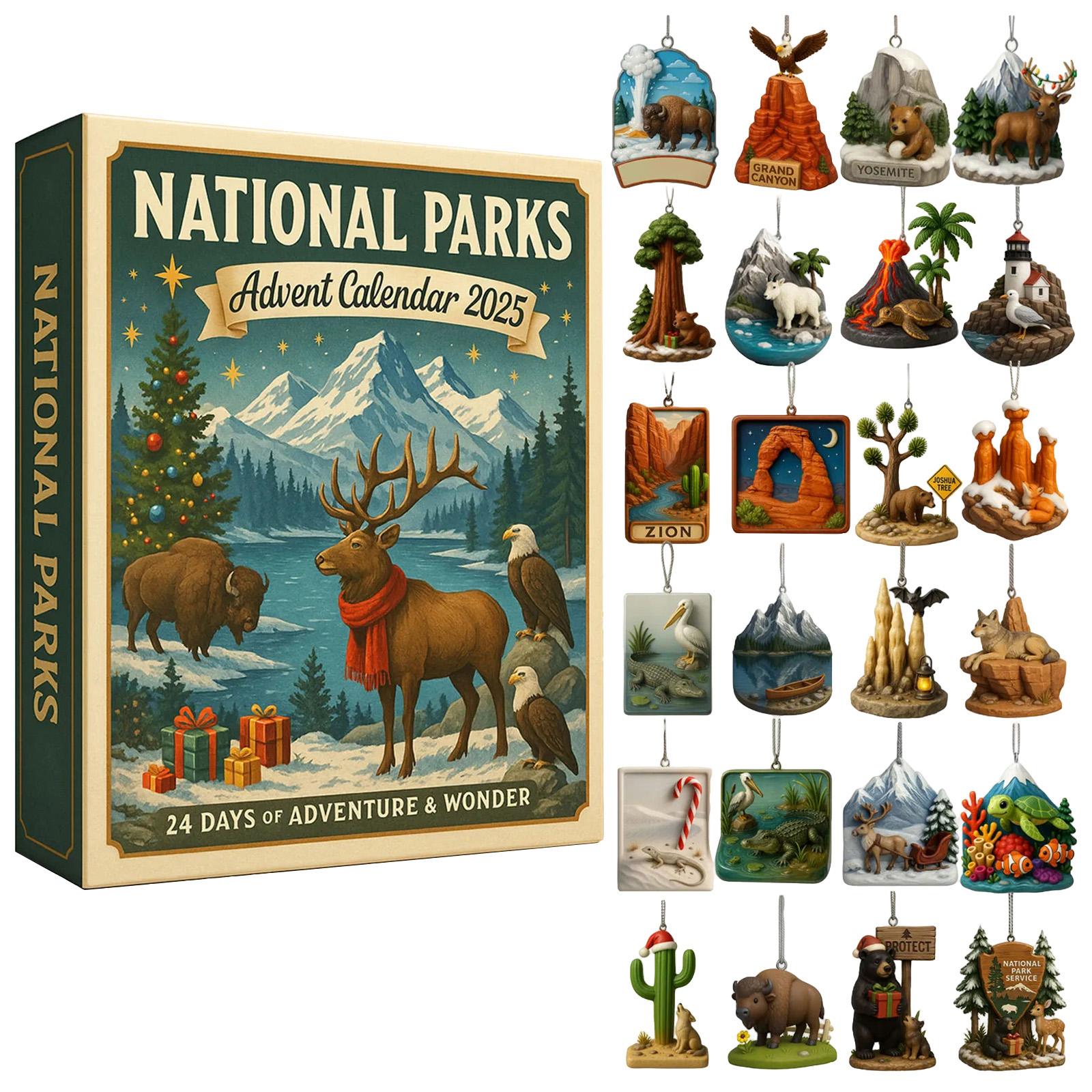 

2D Flat Acrylic Parks Advent Calendar 2025, 24 Days Christmas Countdown Calendar With 24 Landscapes, Countdown Surprise Gifts For Explorers