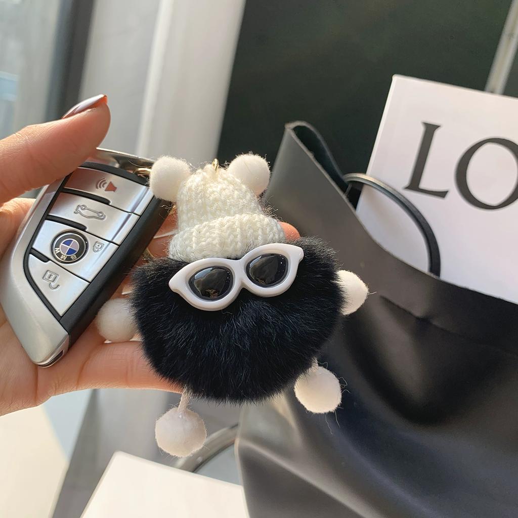 Real Rex Rabbit Hair Coal Ball Elf Ins Internet Celebrity Cute Bag Pendant Plush Doll Car Keychain Pendant