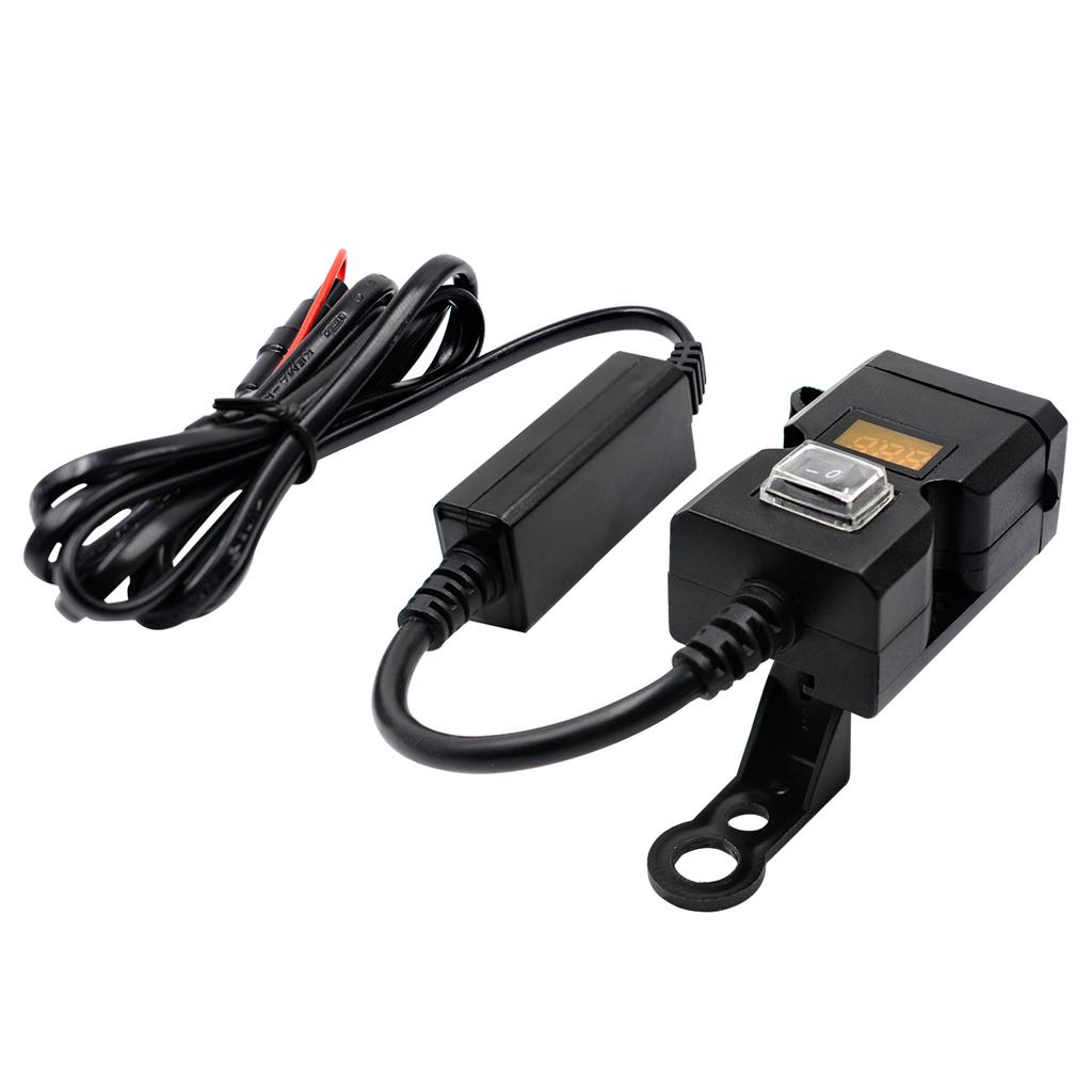 Motorcycle Electric Car USB Mobile Phone Charging Waterproof Switch Integrated Handle Bar Rearview Mirror, 9-32V