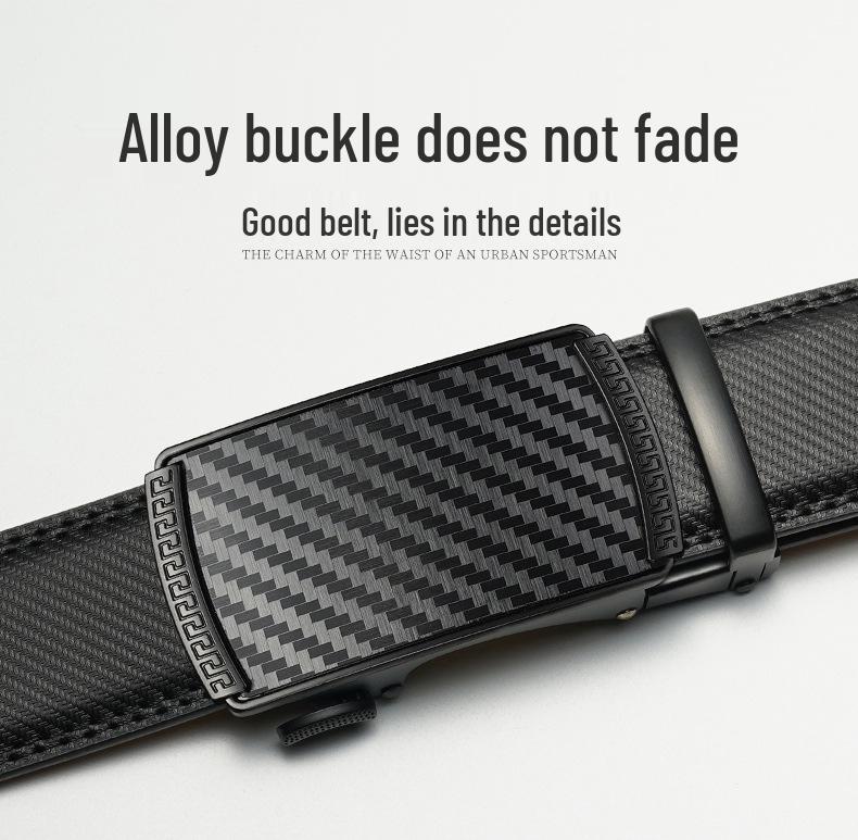 Men's Genuine Leather Automatic Buckle Belt for Business and Casual Wear