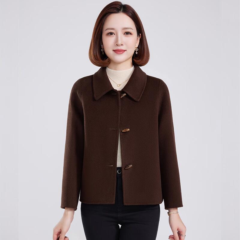 Fengxun Women's Short Double-Faced 100% Wool Coat