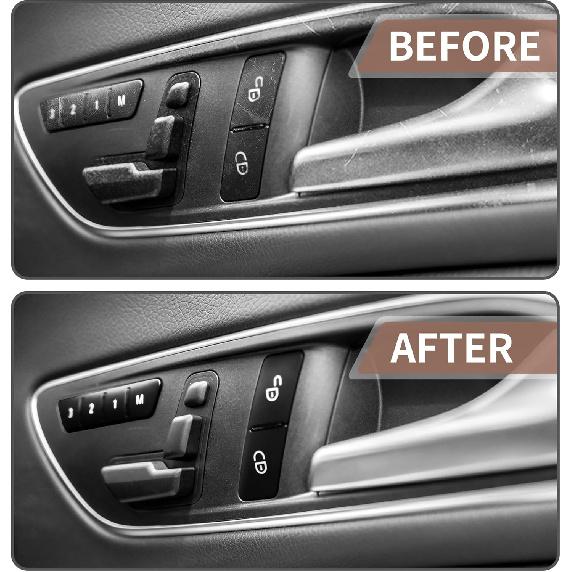 Set of 12 Car Seat Memory Door Lock Unlock Button Sticker Adjust Switch Button for Mercedes-Benz a Class 2013-2017 Interior Trim Accessory Black
