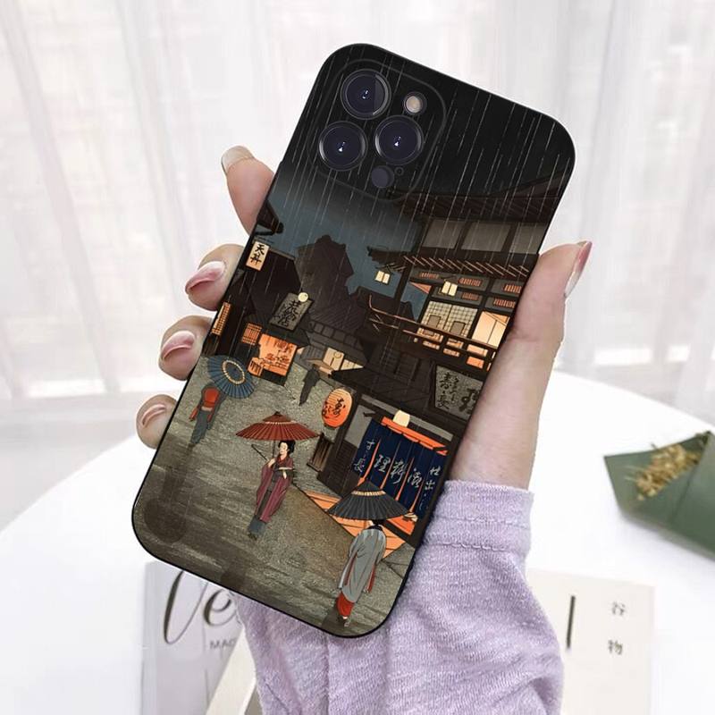 Japanese Style Art Phone Case For iPhone 8 7 6 6S Plus X SE 2020 XR XS 14 11 12 13 Mini Pro Max Mobile Case
