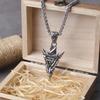 Odin Valknut Rune Necklace - Men's Stainless Steel Necklace, Viking Spear