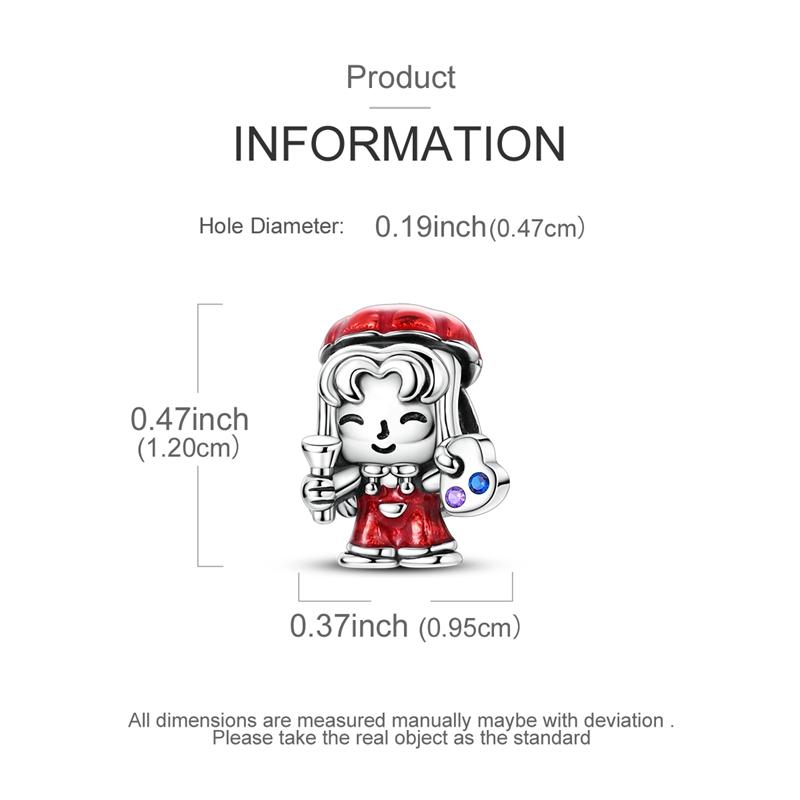 Original Charms Copper Plated Red Dress Girl Painter Beads Fit Bracelets For Women Jewelry Making Fine Diy Gifts