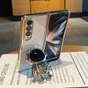 Luxury Clear Phone Case For Samsung Galaxy Z Fold 7 6 5 4 3 5G Fold7 Fold6 Astronaut Electroplated Transparent Kickstand Cover