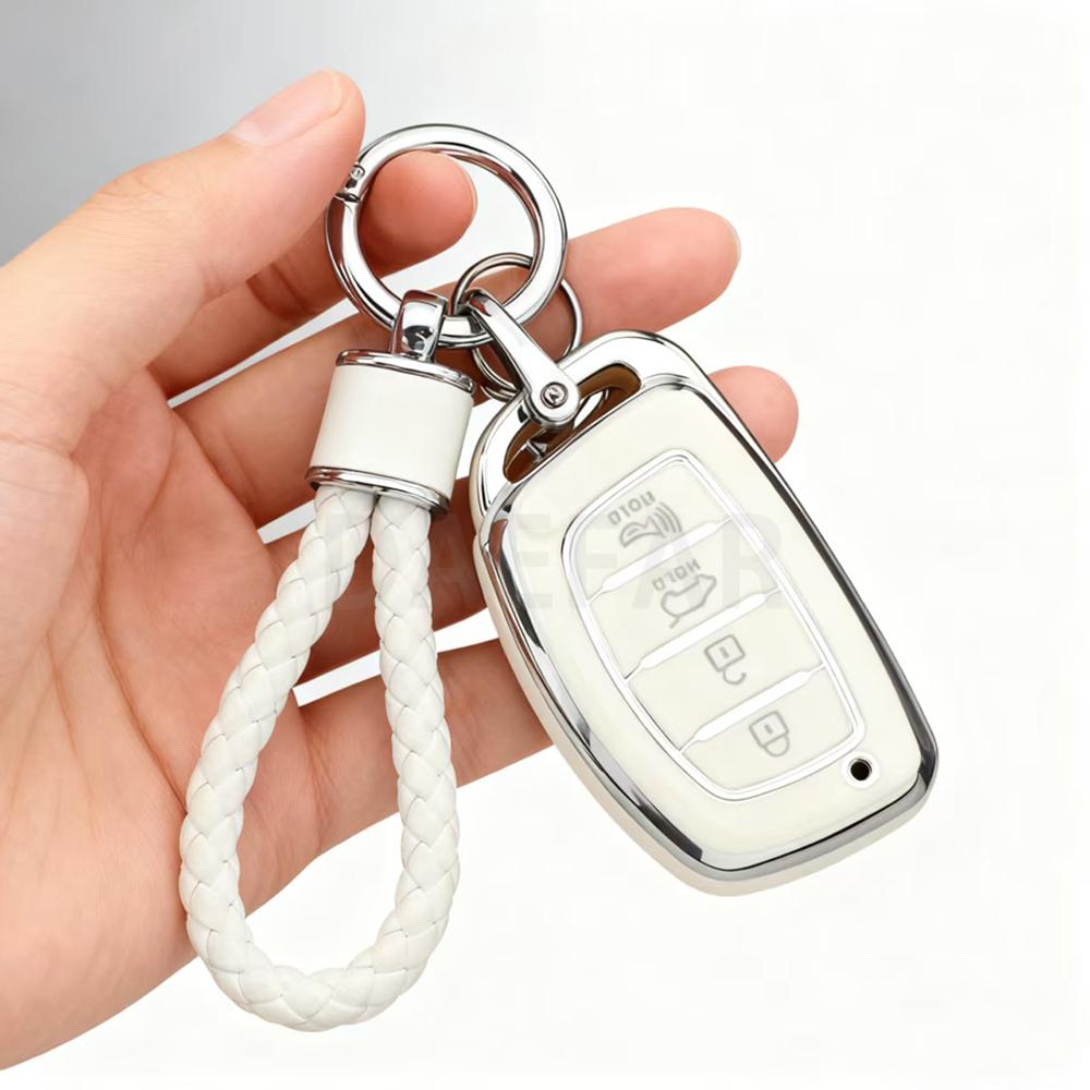 4 Buttons TPU Car Smart Key Case Cover for Hyundai Ix35 Ix45 I10 I30 I40 Creta Tucson Santa Fe Rena Sonata Elantra Accessories
