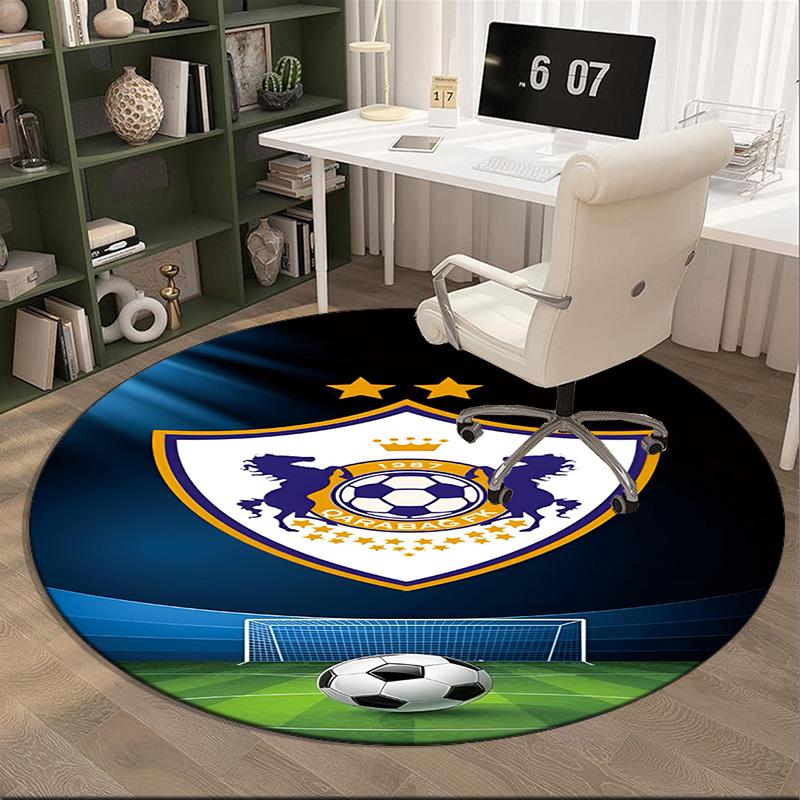 Qarabag Soccer Team Crest Design Round Rug for Livingroom,Bedroom, Palyroom, Chair Rug, Area rug, Circle Carpet, Fan Christmas gift
