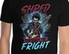 Scary Skeleton Playing Guitar Shred Through The Fright Guitar Shredder Killer Riffs Halloween Guitarist Music Theory T-Shirt