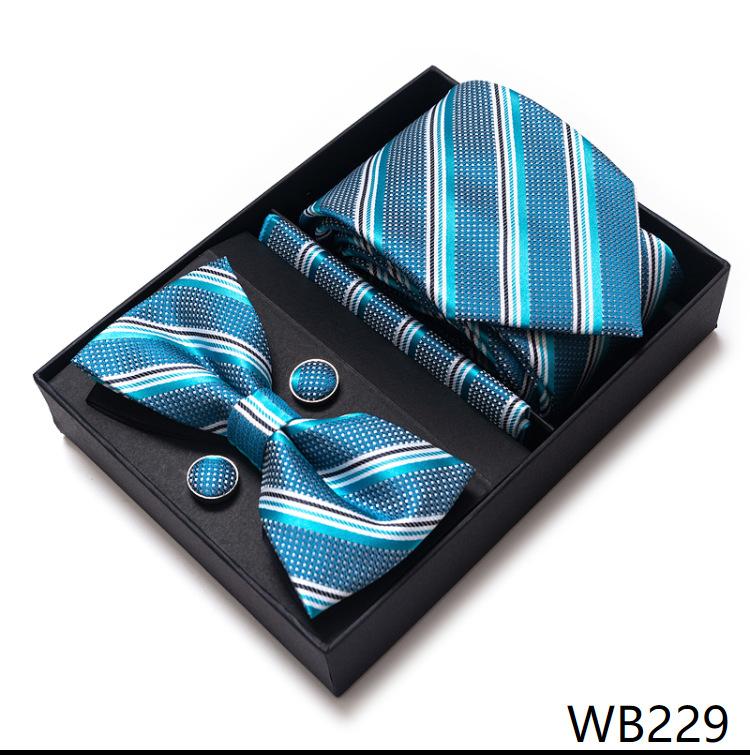 Men'S Business Dress Party Tie Gift Box Fashion Tie Square Scarf Combination Set Tie Bow Tie Set