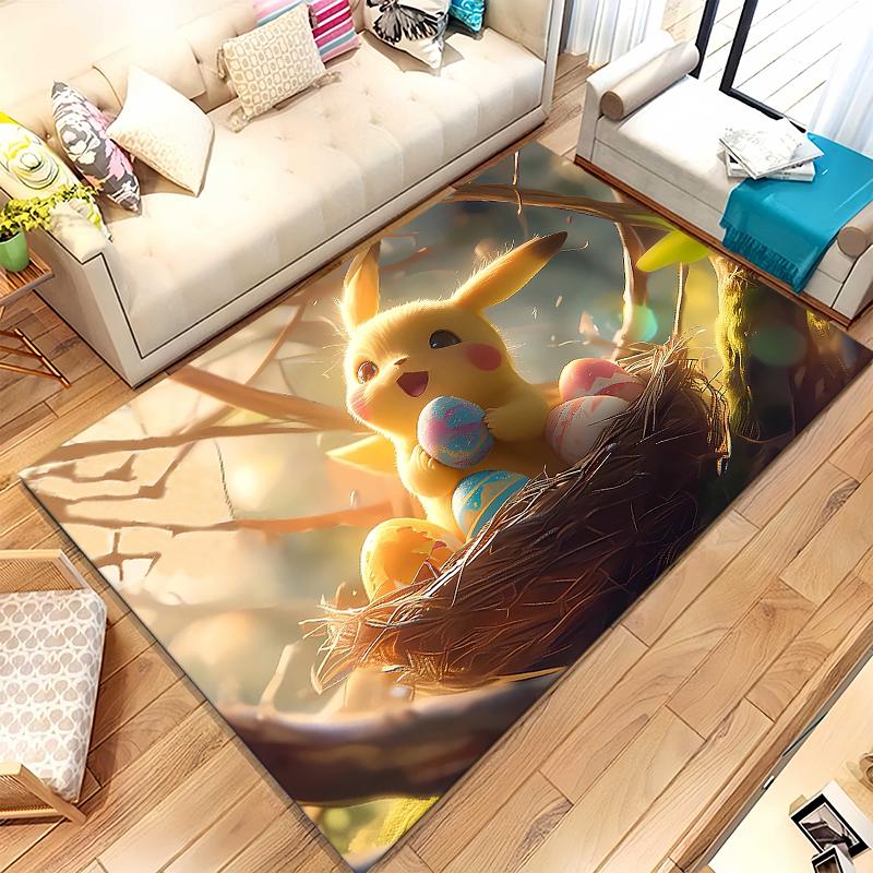6 Style Pikachu Pokemon Living Room Non-Slip Area Rug Soft Carpet for Bedroom Kids Playroom Sofa,Home Decor Doormat Gift