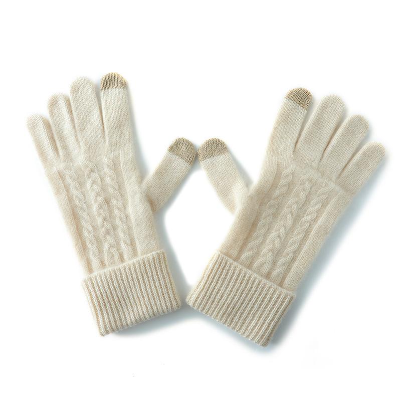 Touch Screen Gloves Cashmere Autumn and Winter New Style Unisex Striped Warm Cycling Windproof Knitted Five finger