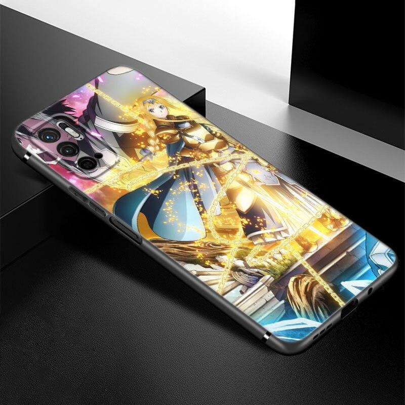 Anime Kirito ve Asuna telefon kılıfı Xiaomi Redmi için not 7 8 8T 9 9S 10 10S 10T 11 11S 4G 11E 11T Pro 5G yumuşak TPU siyah kapak